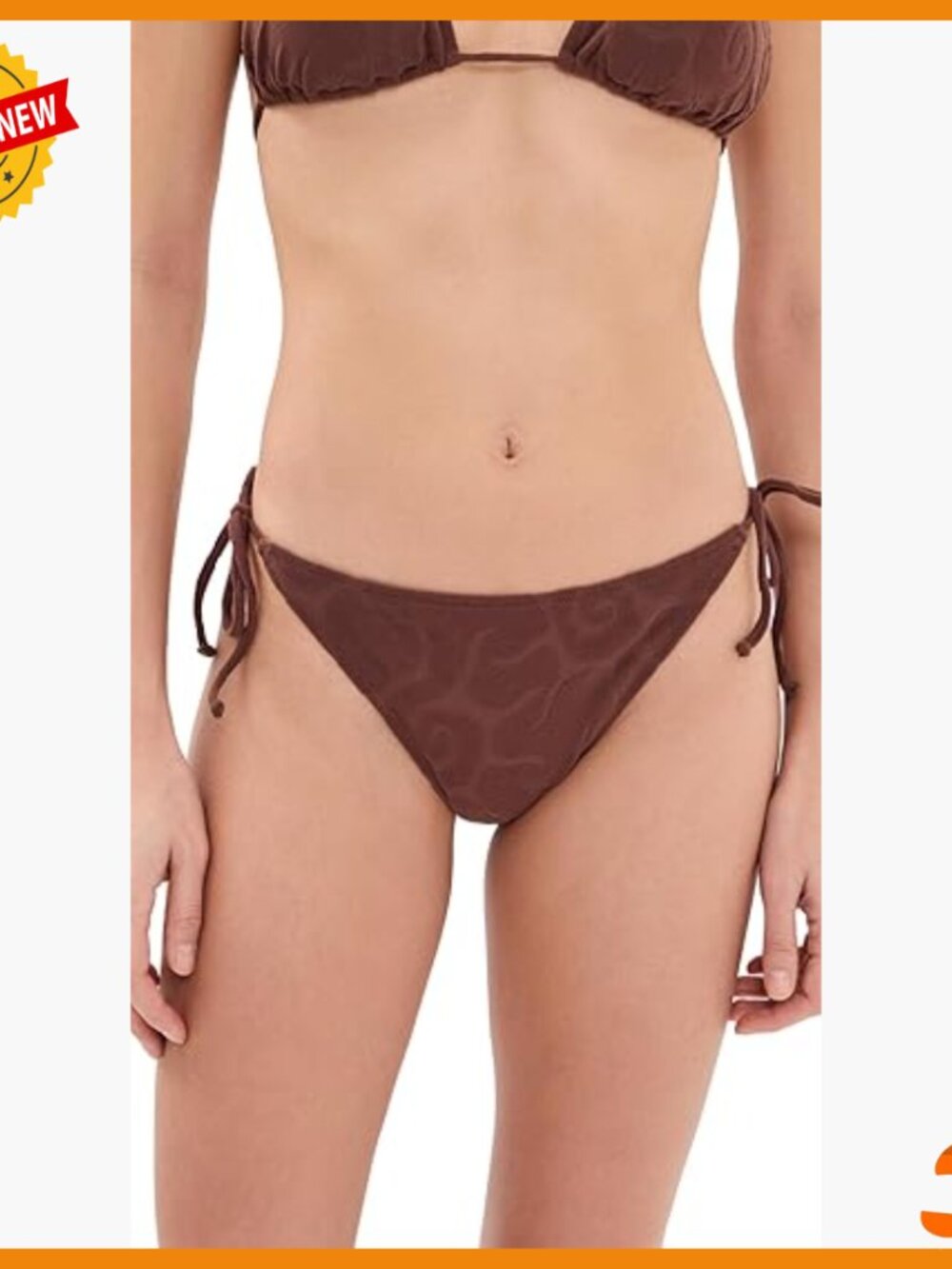 String Bikini Bottoms, Textured Pattern, Moderate Coverage, Polyester Elastane